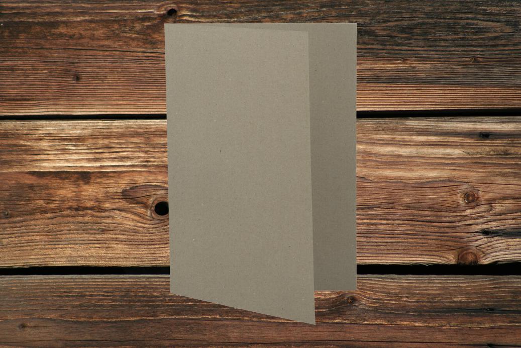 Klappkarten 105/210x150 mm hochdoppelt Recycling Kraft Naturgrau 290 g/qm